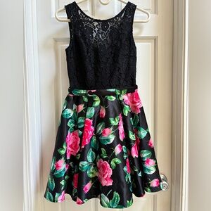 Floral flower black Dress